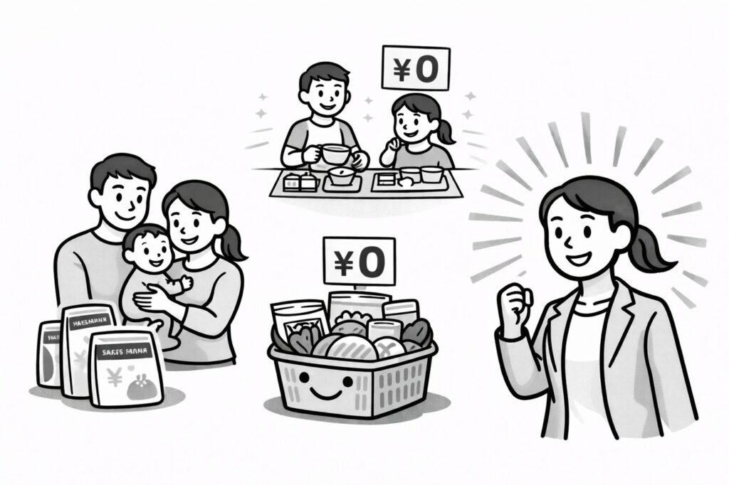 おむつ代の 助成から パパもママも ニコニコね 給食費は ゼロにして お腹いっぱい 食べさせたい 鈴木かずこは 誓います 子供の未来を 照らすこと